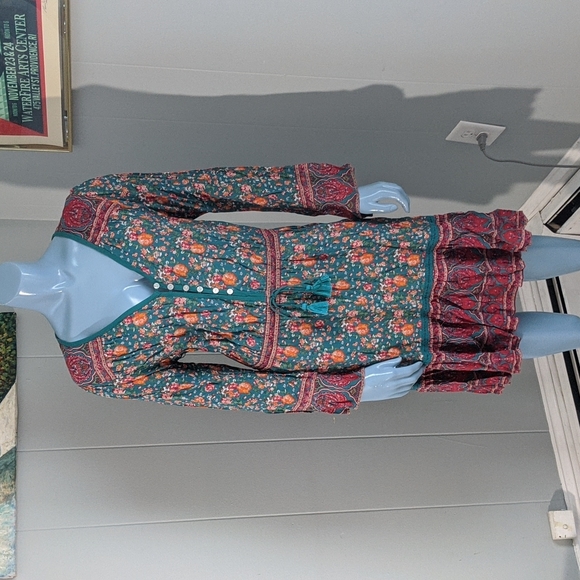 Boho Relove:Β Tulle & Batiste Jamawar Folktown Print Midi - Picture 2 of 9